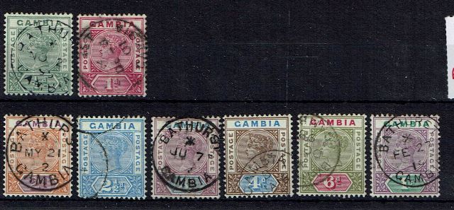 Image of Gambia SG 37/44 FU British Commonwealth Stamp